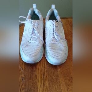 Skechers White and Green Athletic Shoes with Breathable Design